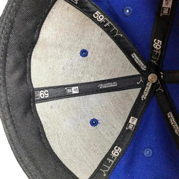 New Era Men's 5950 Blue Jays Fitted Baseball Cap Blue 100% Wool Size 7 3/4" - Picture 9 of 10